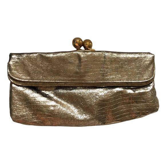 Sondra Roberts Clutch Bag Kisslock Chain Strap GUC - Picture 8 of 8